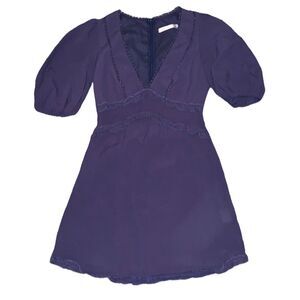 Women's Saints+ Secrets blue A-line mini dress with puffy short sleeved ruffles